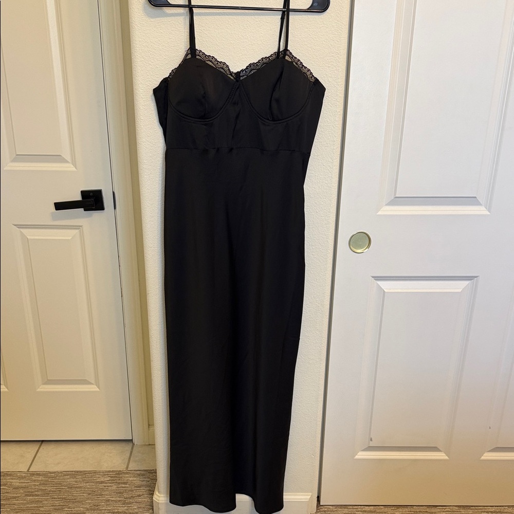 Bustier Black Slip Dress